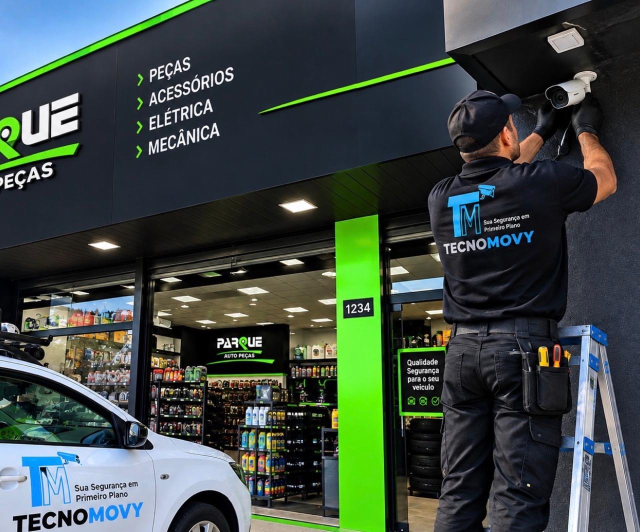 Instalação de câmera TecnoMovy em loja