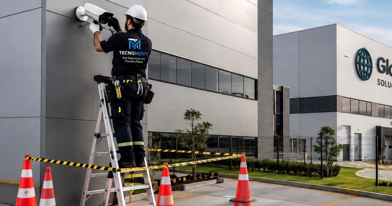 Instalação de câmera TecnoMovy em prédio industrial